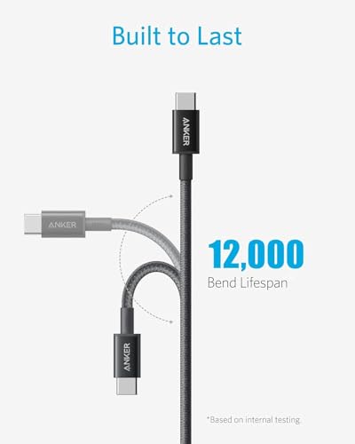 Detalle de Anker 100W USB C to USB C Cable (2-Pack, 1.8m, Black) – Durable Fast-Charging