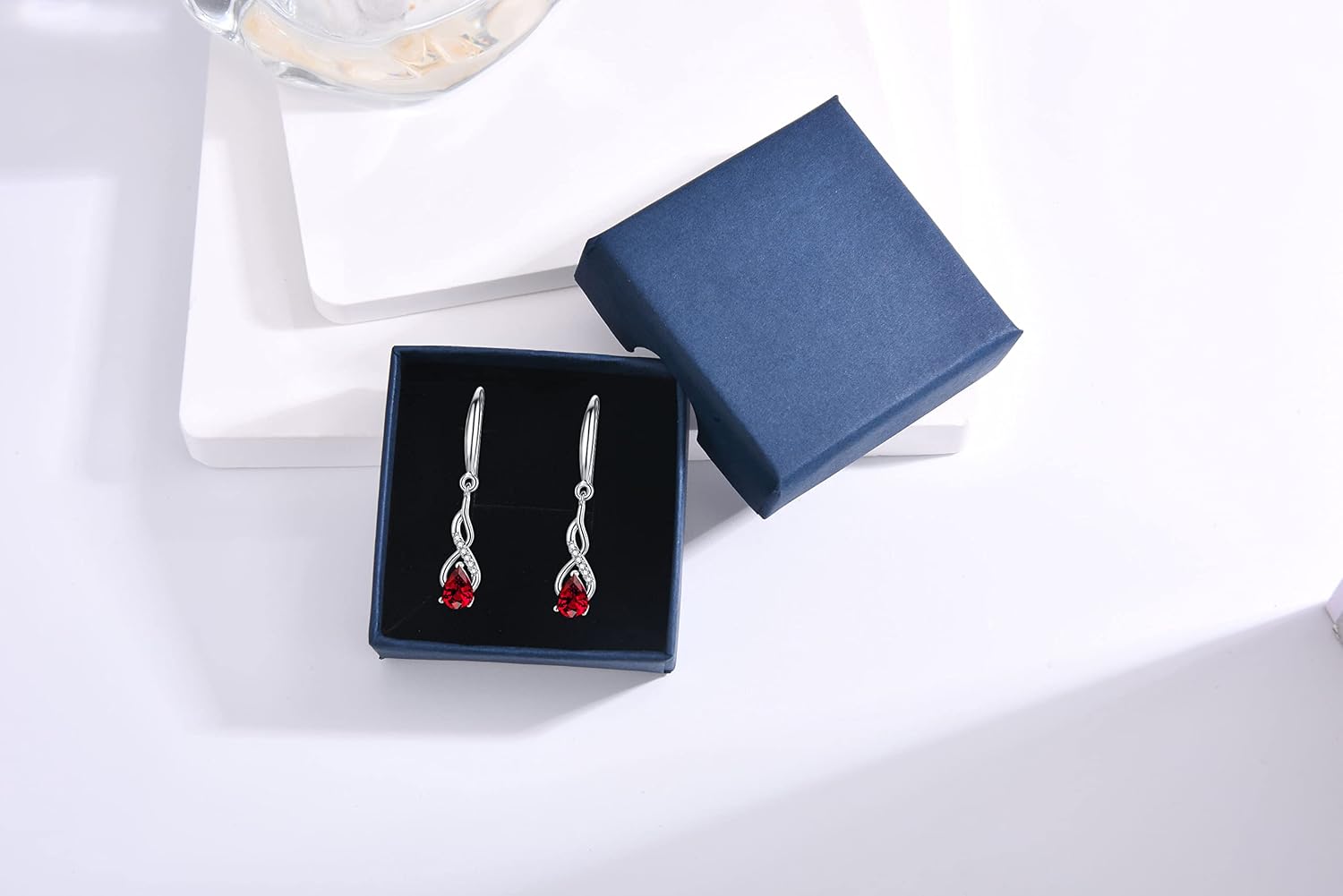 Thumbnail 6 de WOVEE Hängende Ohrringe aus Sterling Silber 925 mit Zirkonia und Granat