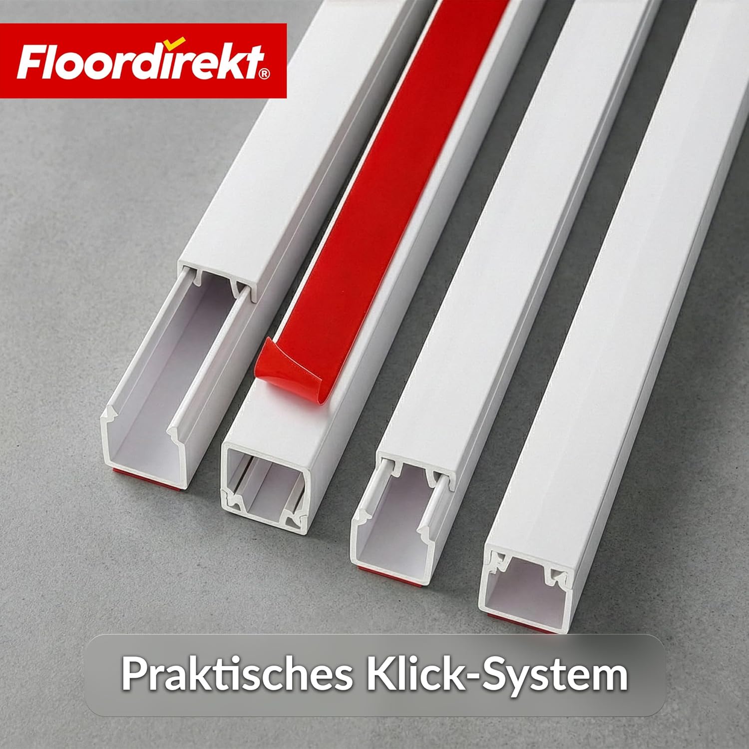 Thumbnail 6 de Floordirekt Kabelkanal Weiß selbstklebend – 1 m, 10 Stück (12×12 mm) – Kabelabdeckung für TV, Wand & Schreibtisch