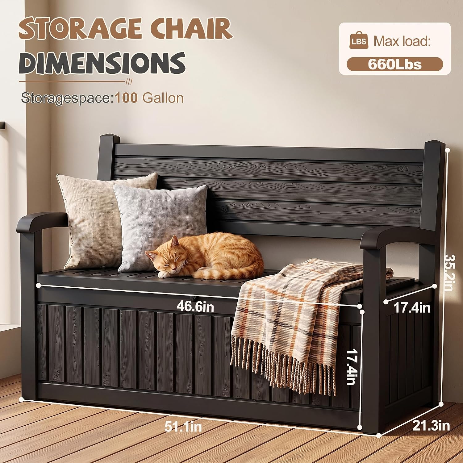 Detalle de EFU Outdoor Storage Bench 120 Gallon