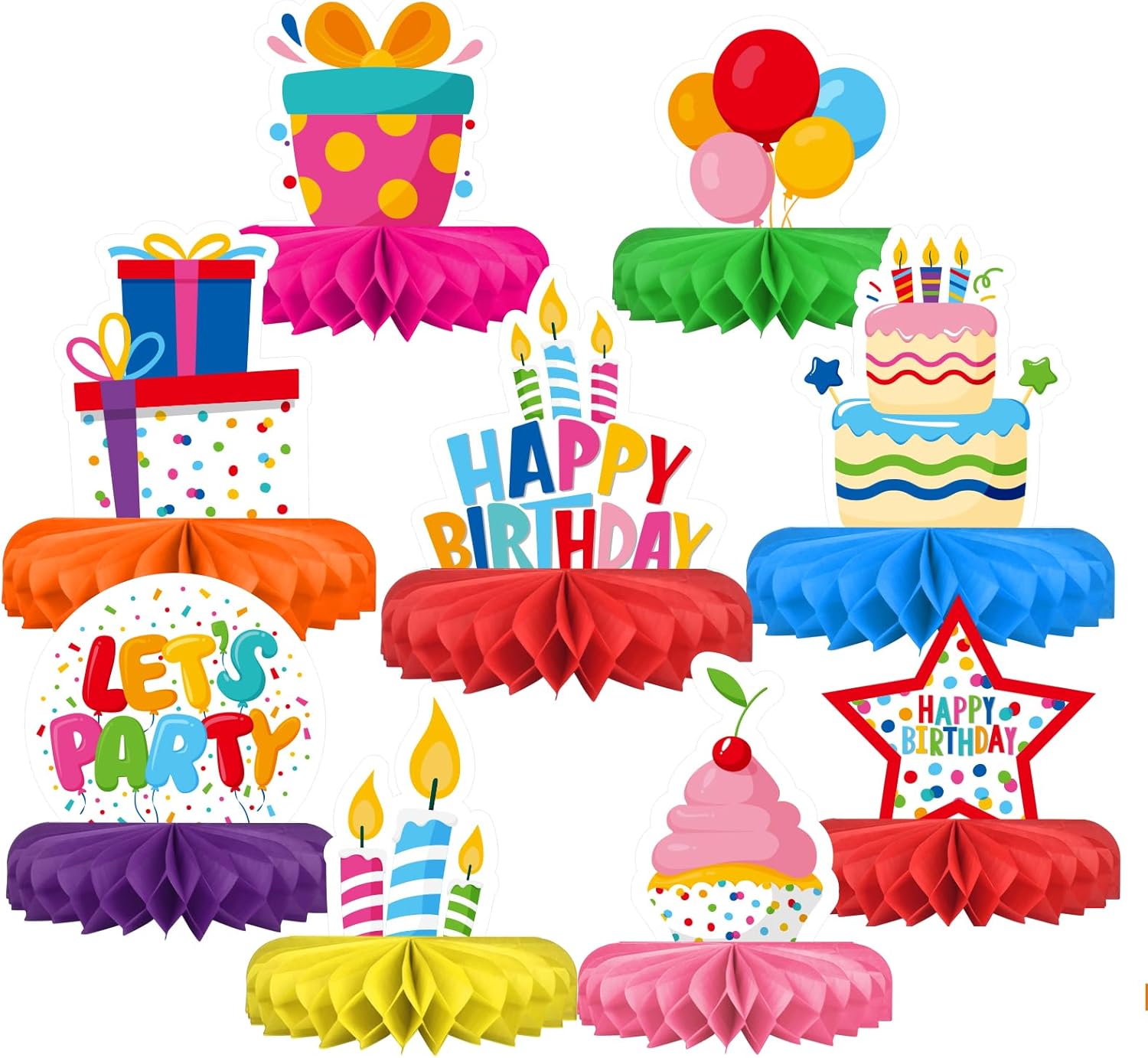 Detalle de Happy Birthday Decorations Set 9 Honeycomb Centerpiece ๐