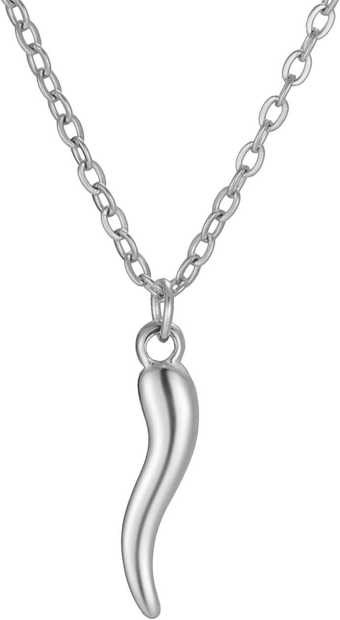 Detalle de UNIFT Böses Auge Horn Halskette – Edelstahl, blaues Evil Eye Amulett, 18,5×4,3 mm