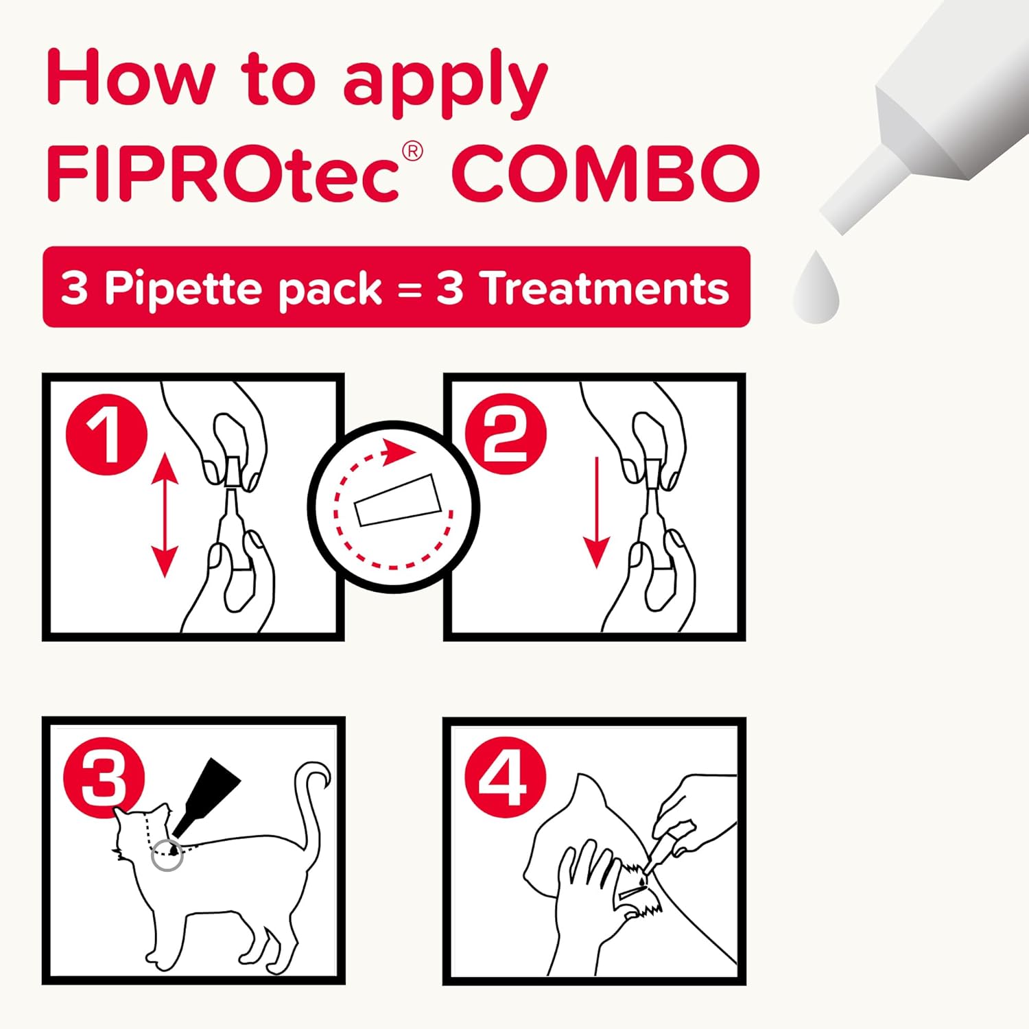 Detalle 2 de Beaphar FIPROtec COMBO for Cats – 3 PIPETTES: Vet-Strength Flea, Tick & Egg Control