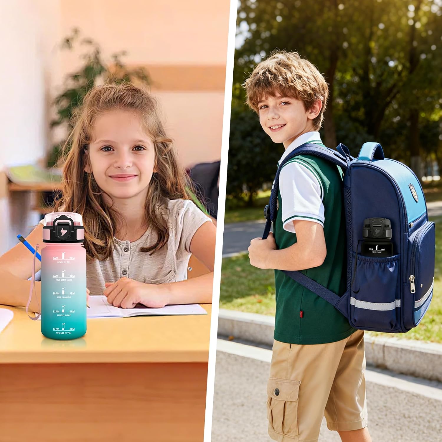 Detalle de Motswedi Borraccia bambini 500 ml con cannuccia