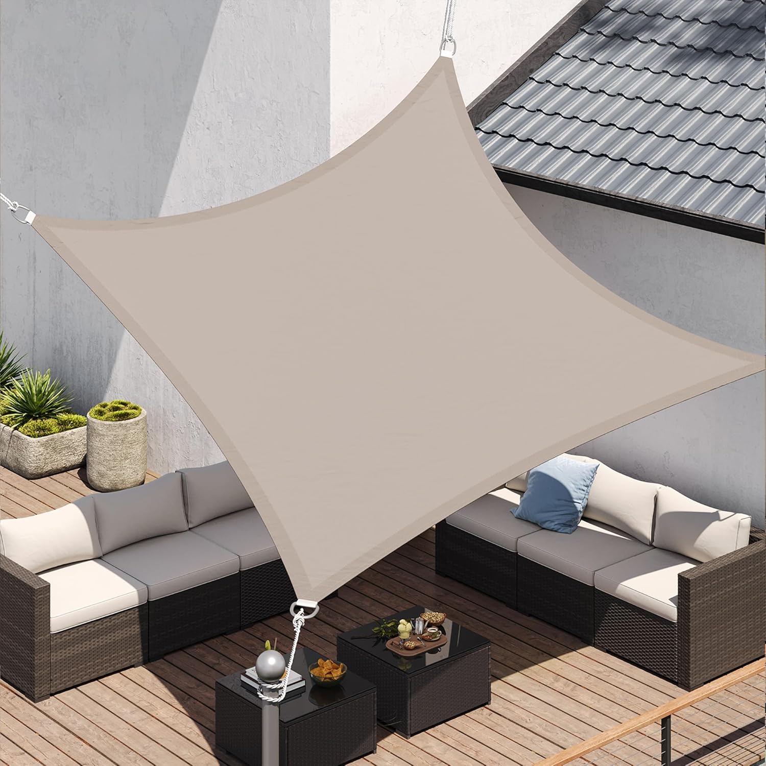 Thumbnail 3 de SONGMICS GSH34GYV1 Sonnensegel 3x4 m wasserdicht (665 mm Wassersäule) mit 93% UV-Schutz