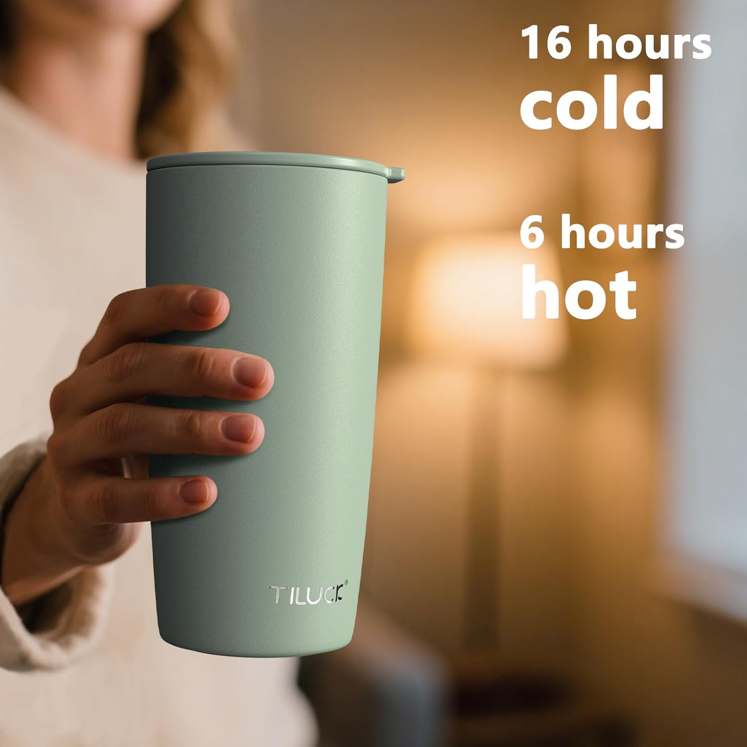 Thumbnail 2 de TILUCK 20 oz Insulated Tumbler with BPA-Free Press-Style Lid (Matte MintGreen) — Vacuum Travel Coffee Mug