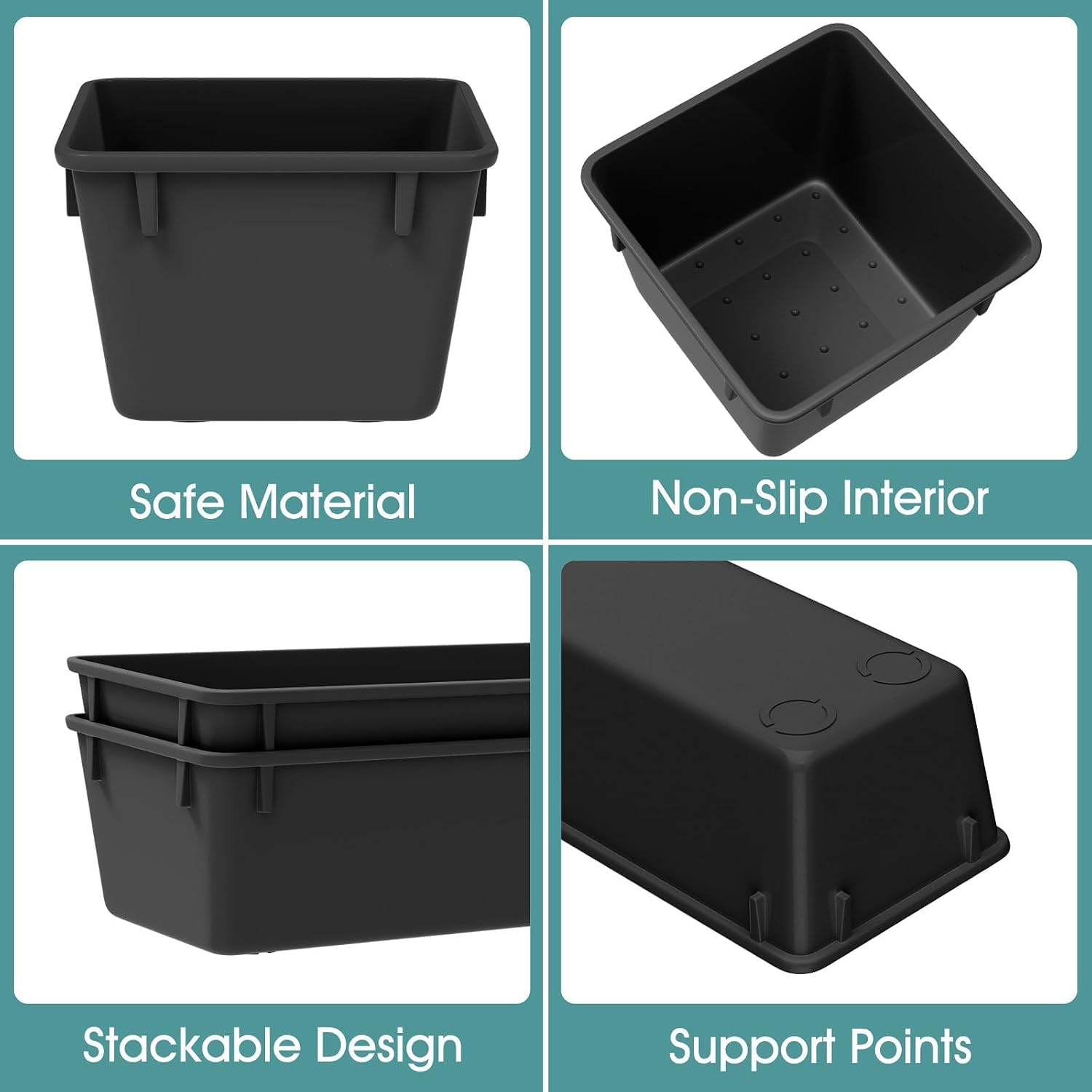 Detalle de WOWBOX 25-Piece Plastic Drawer Organizer Set, Deep Black, Stackable Bins