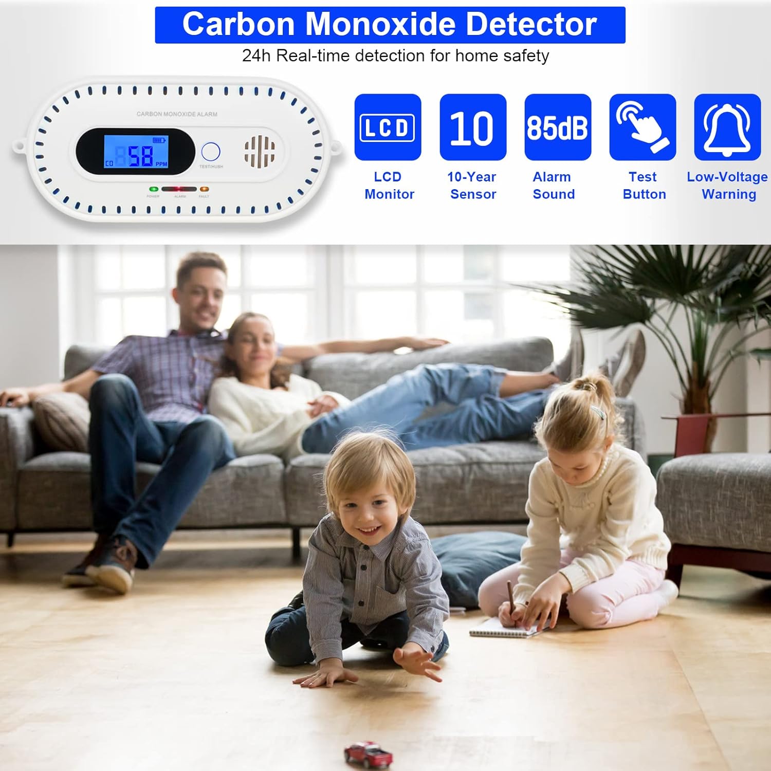 Thumbnail 1 de YZIF Détecteur CO 10 Ans LCD