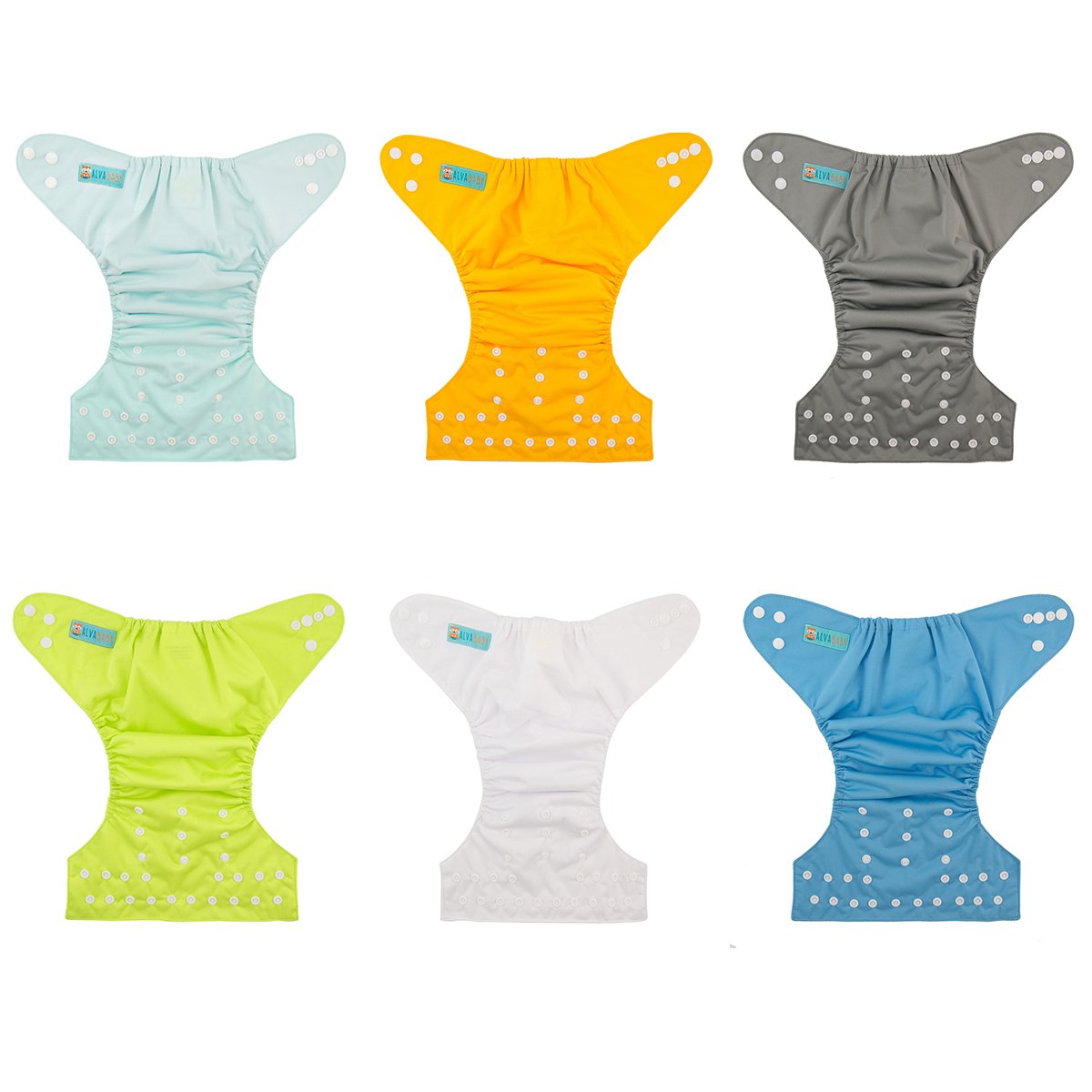 Detalle 2 de ALVABABY One-Size Cloth Diaper Set, 6 Diapers, 12 Inserts, Adjustable Fit