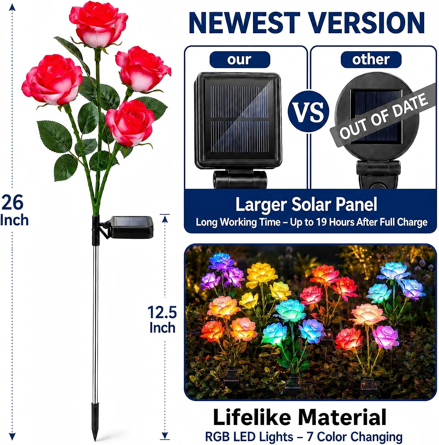 Detalle de Solar rose garden lights 4 pack