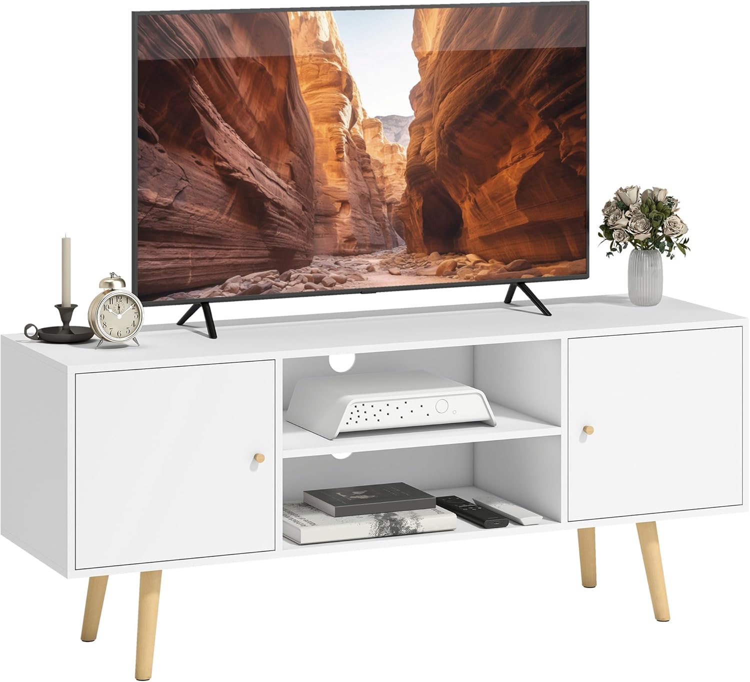 Detalle de HOMCOM Mueble de TV 120x34x50 cm blanco