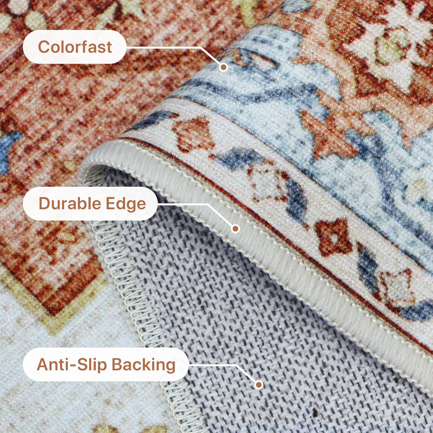 Detalle 2 de BEIMO Tapis Salon Vintage 200x290 cm, lavable en machine, antidérapant et Orange Vintage