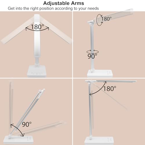 Thumbnail 3 de Qualore Lámpara Escritorio, Flexo Led Escritorio con 5 Niveles de Brillo y 5 Modos, Carga USB-C, Temporizador, Cuidado Ojos, Función de Memoria, Control Táctil, Luz Nocturna Mesita Studiar Infantil