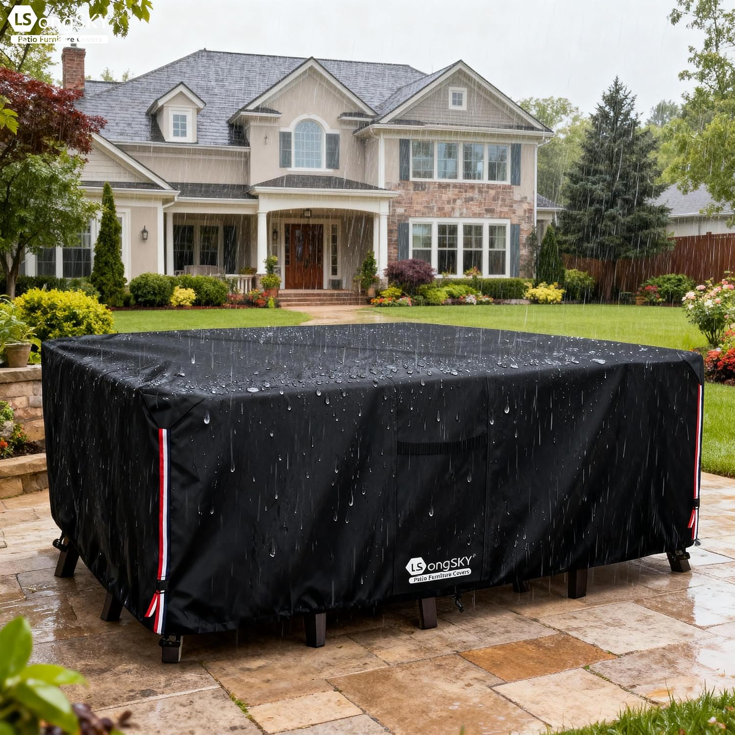 Thumbnail 6 de LSongSKY Rectangular 111"L x 74"W Patio Furniture Cover, 600D Waterproof Oxford