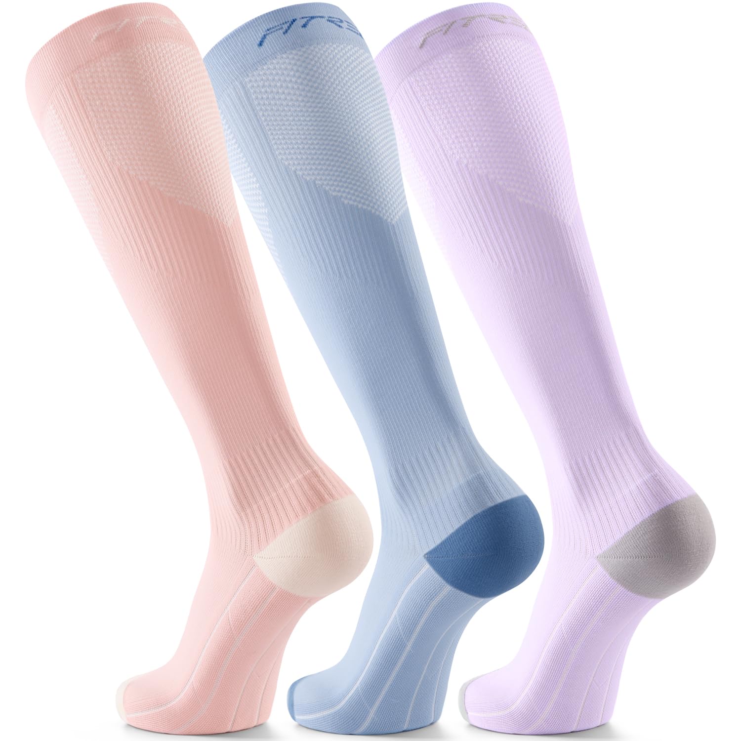 Detalle de FITRELL Knee-High Compression Socks, 20–30 mmHg, 3 Pairs, S/M
