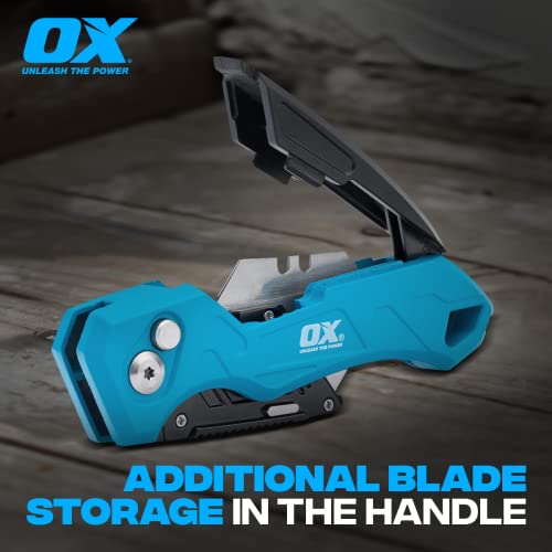 Detalle de OX Tools P224301 Pro Heavy Duty Fixed Blade Folding Knife, Blue / Black