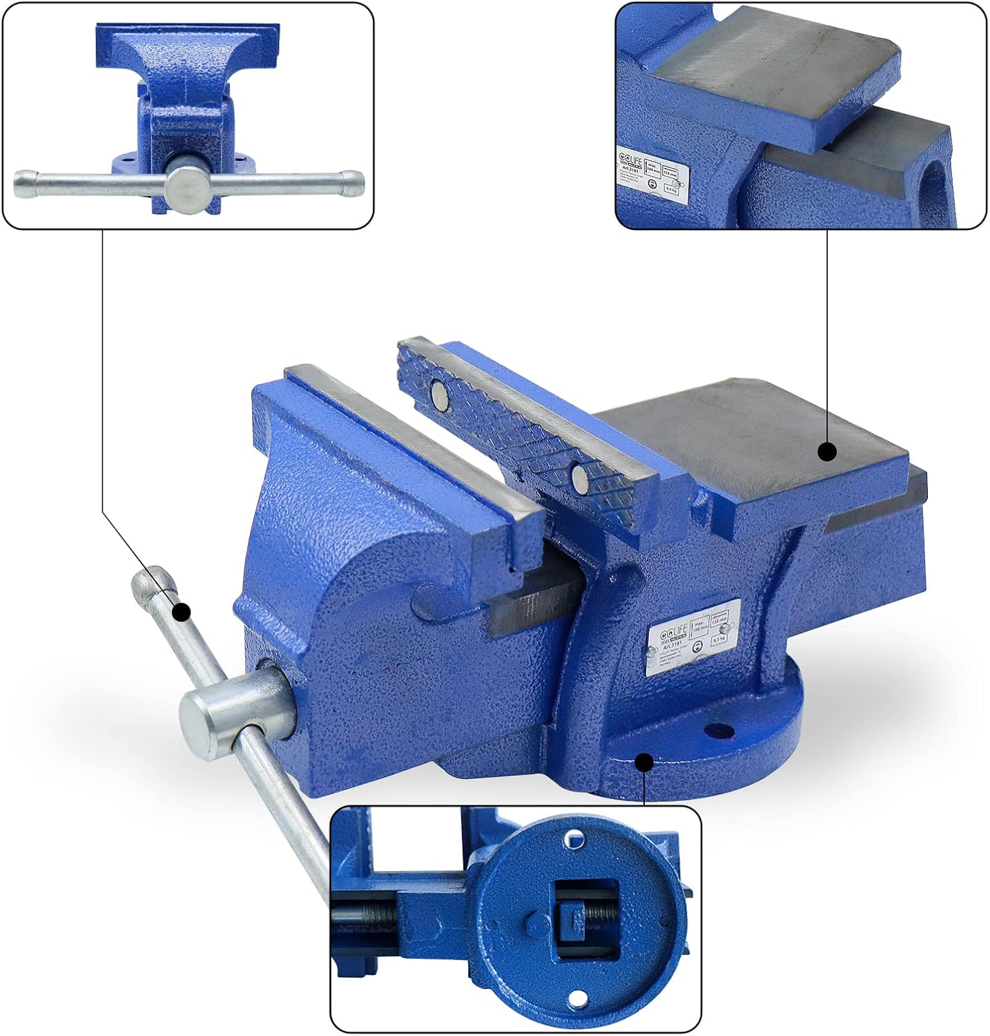 Detalle 2 de CCLIFE Morsa da Banco 125 mm in Ghisa Professionale – Prestazioni affidabili per officina