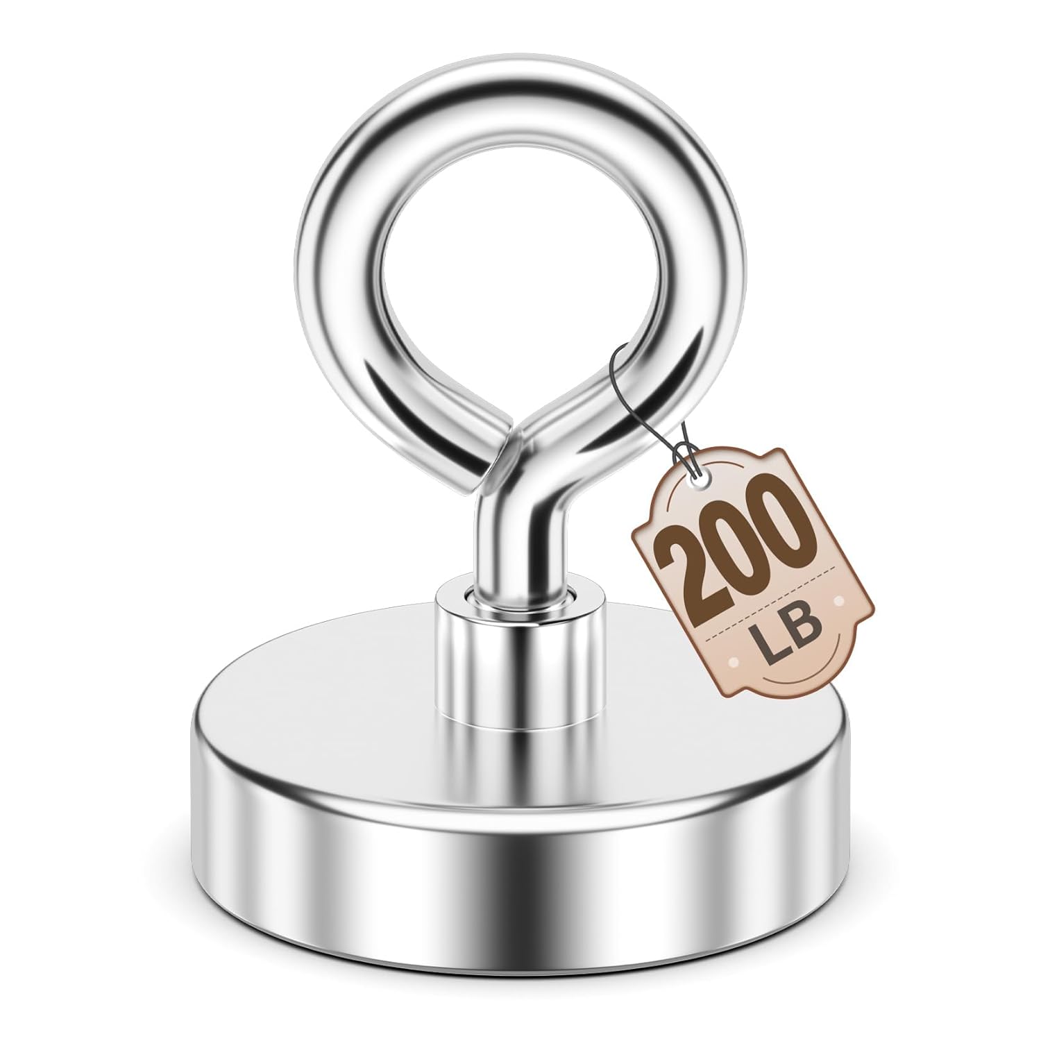 Fishing Magnets 90 KG (200 LB) Pulling Force Neodymium Magnet with Lifting Eye-Bolt (1.76 inch diameter)