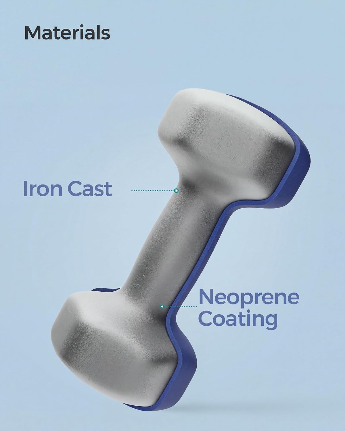 Thumbnail 4 de SONGMICS Hex Dumbbells, 2 x 5 kg, Neoprene-Coated, Port Blue