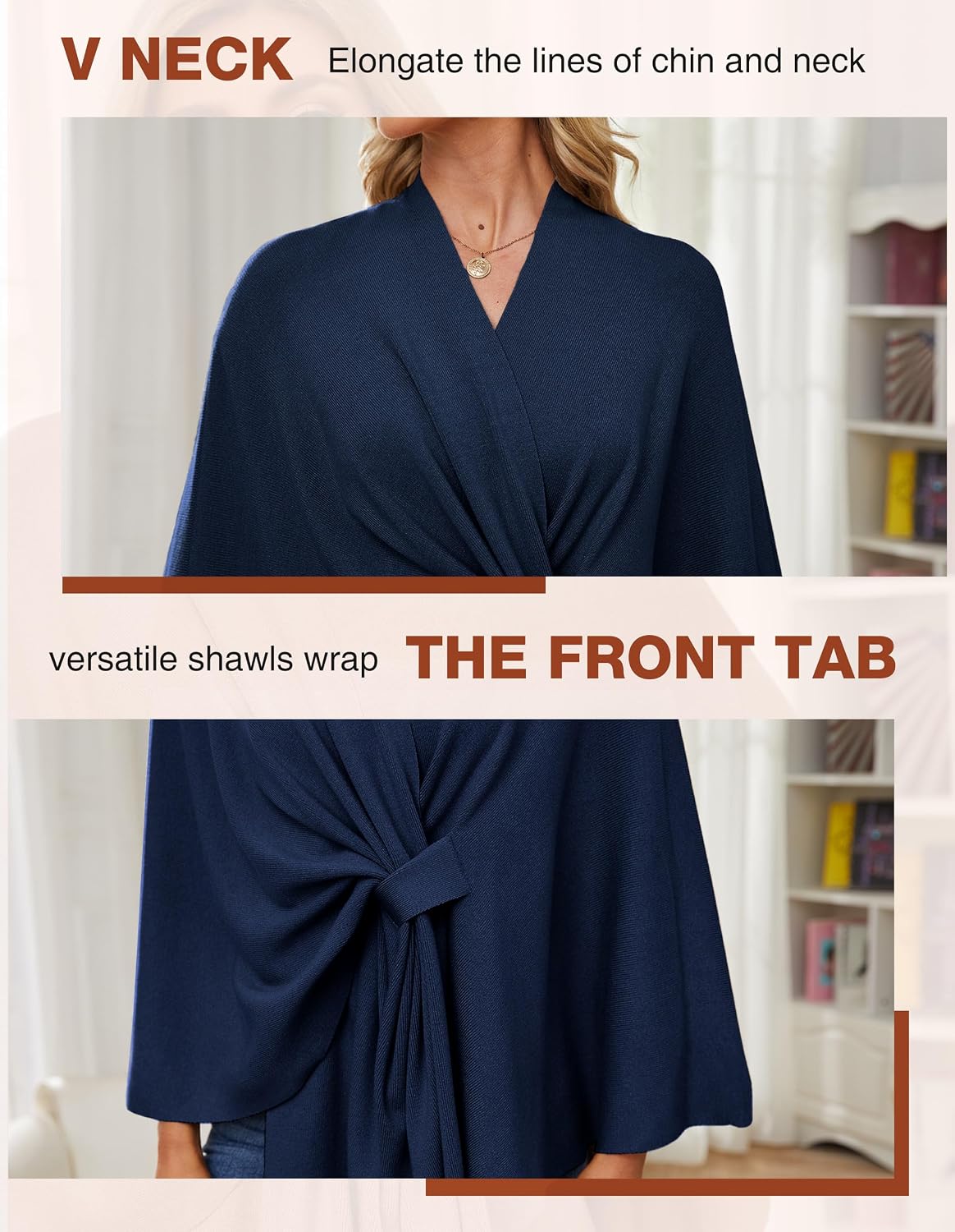 Detalle de PULI Women’s Elegant Shawl Wrap Soft Open Front Poncho Sweater (Open-Front Shawl Wrap)