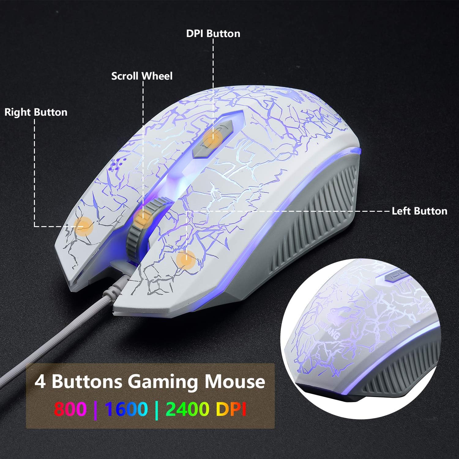 Thumbnail 4 de Gaming Keyboard Headset & Mouse Set UK 104 Keys