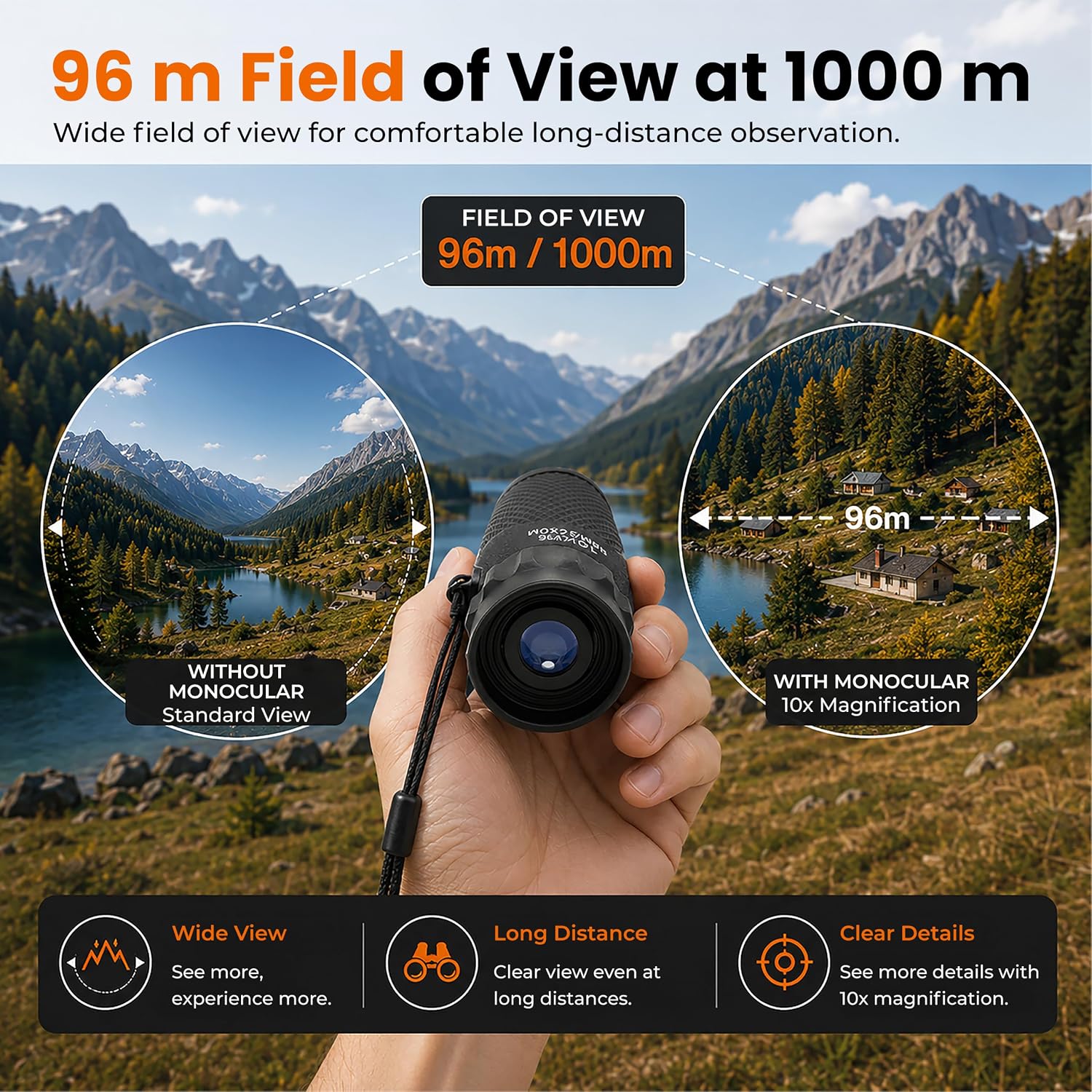 Detalle 2 de Technaxx TX-176 10x25 monocular for hiking, hunting, travel and bird watching
