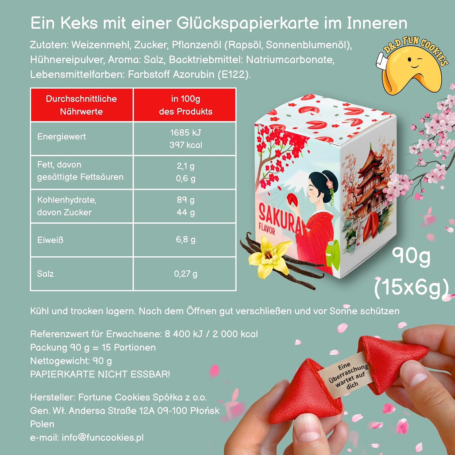 Thumbnail 1 de Glückskekse Einzeln Verpackt – Sakura Geschmack, 15 Stück