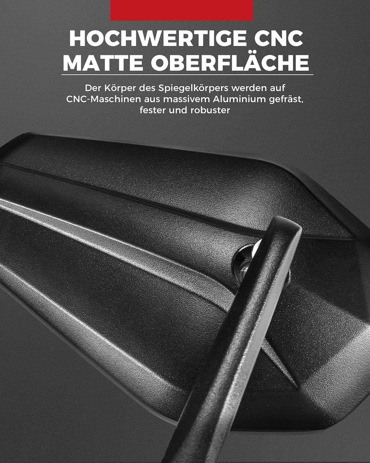 Detalle de KEMIMOTO CNC Lenkerendenspiegel – E-geprüft, 360° verstellbar, 22 mm