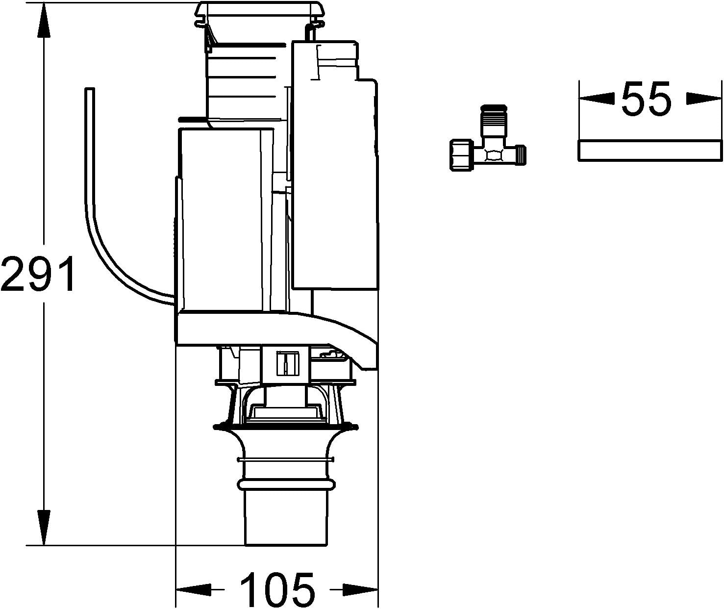 Detalle 2 de GROHE 38735000 Mécanisme de chasse 6 l