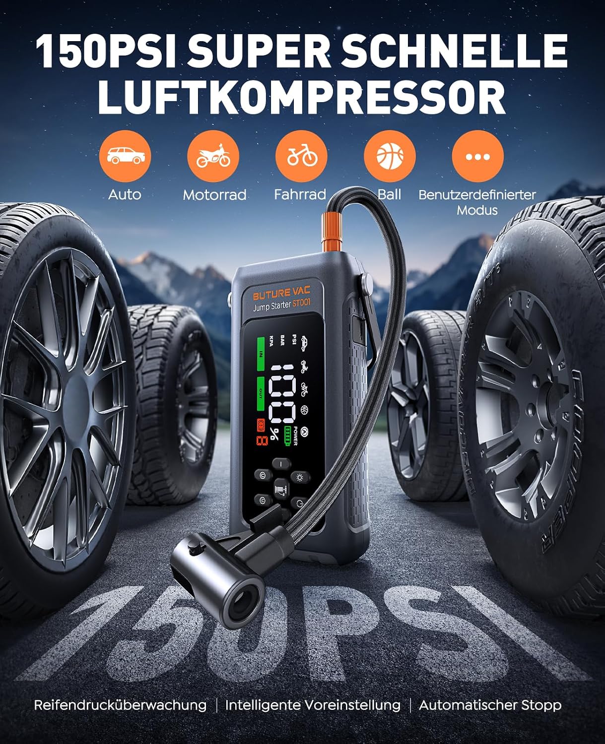 Detalle de 5000A Starthilfe Powerbank mit Kompressor
