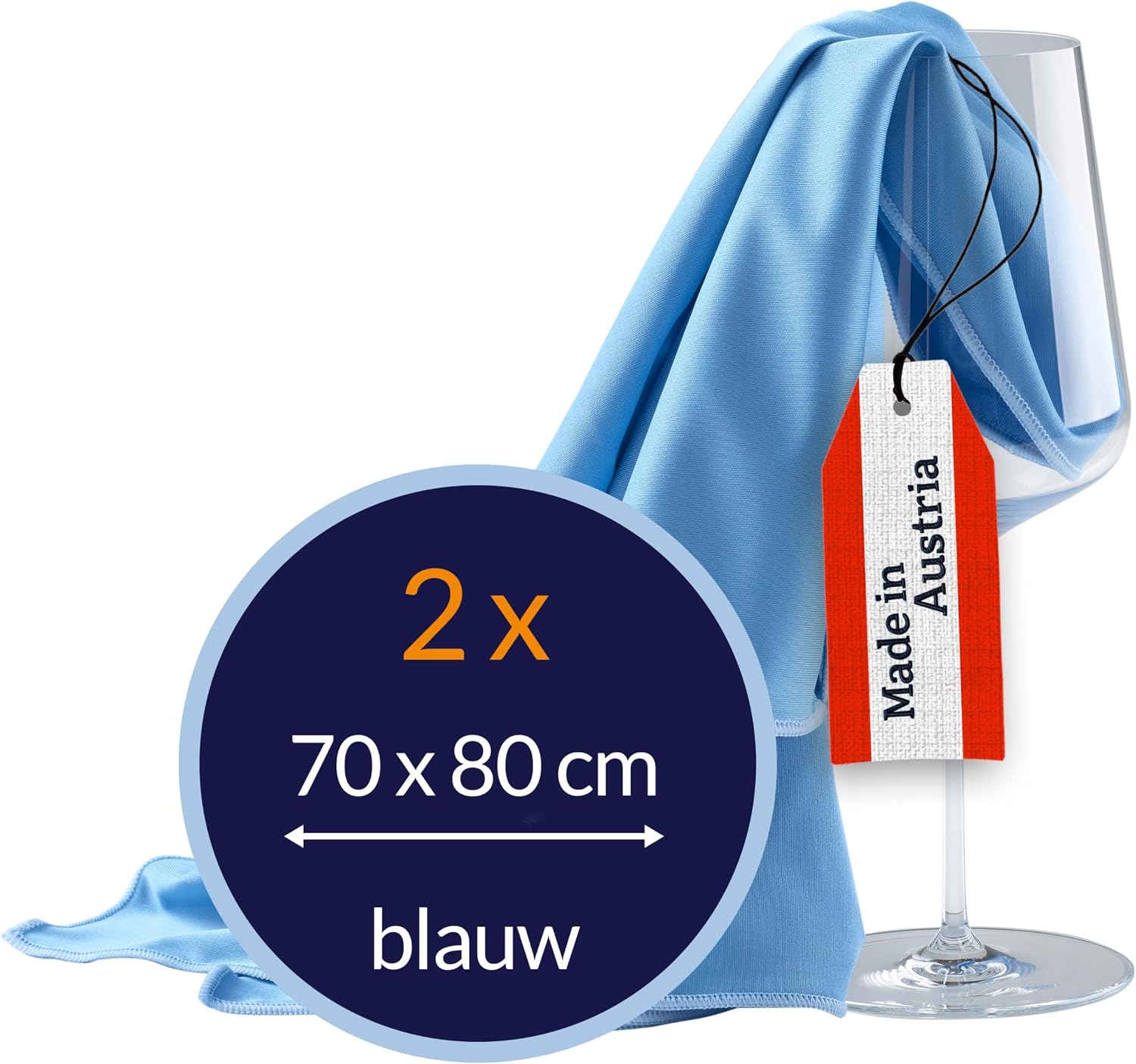 Detalle de culiclean ISCHOMFP7080BLBL02 glazenpoetsdoeken, microvezel, blauw, 2 stuks