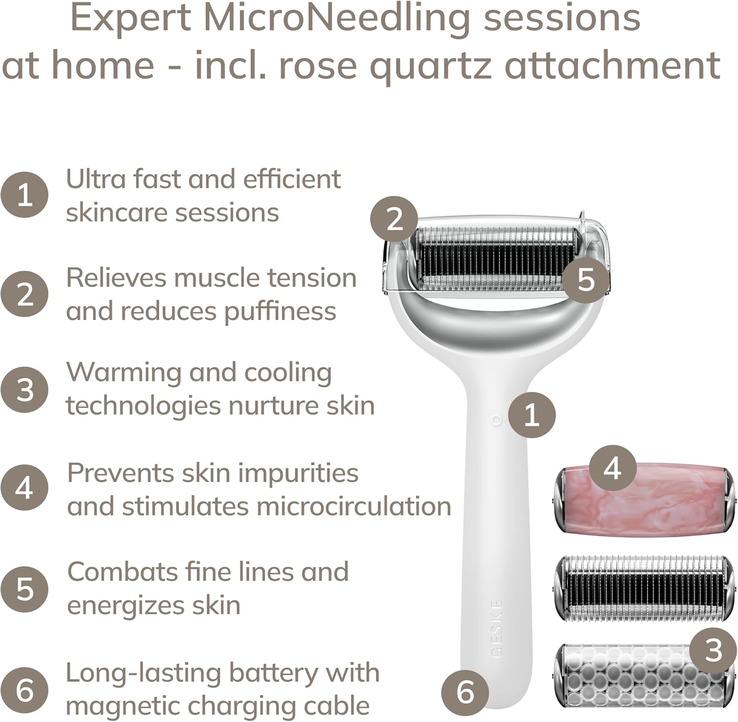 Detalle 2 de GESKE SmartAppGuided™ Roller viso & corpo microaghi 9 in 1 con quarzo rosa