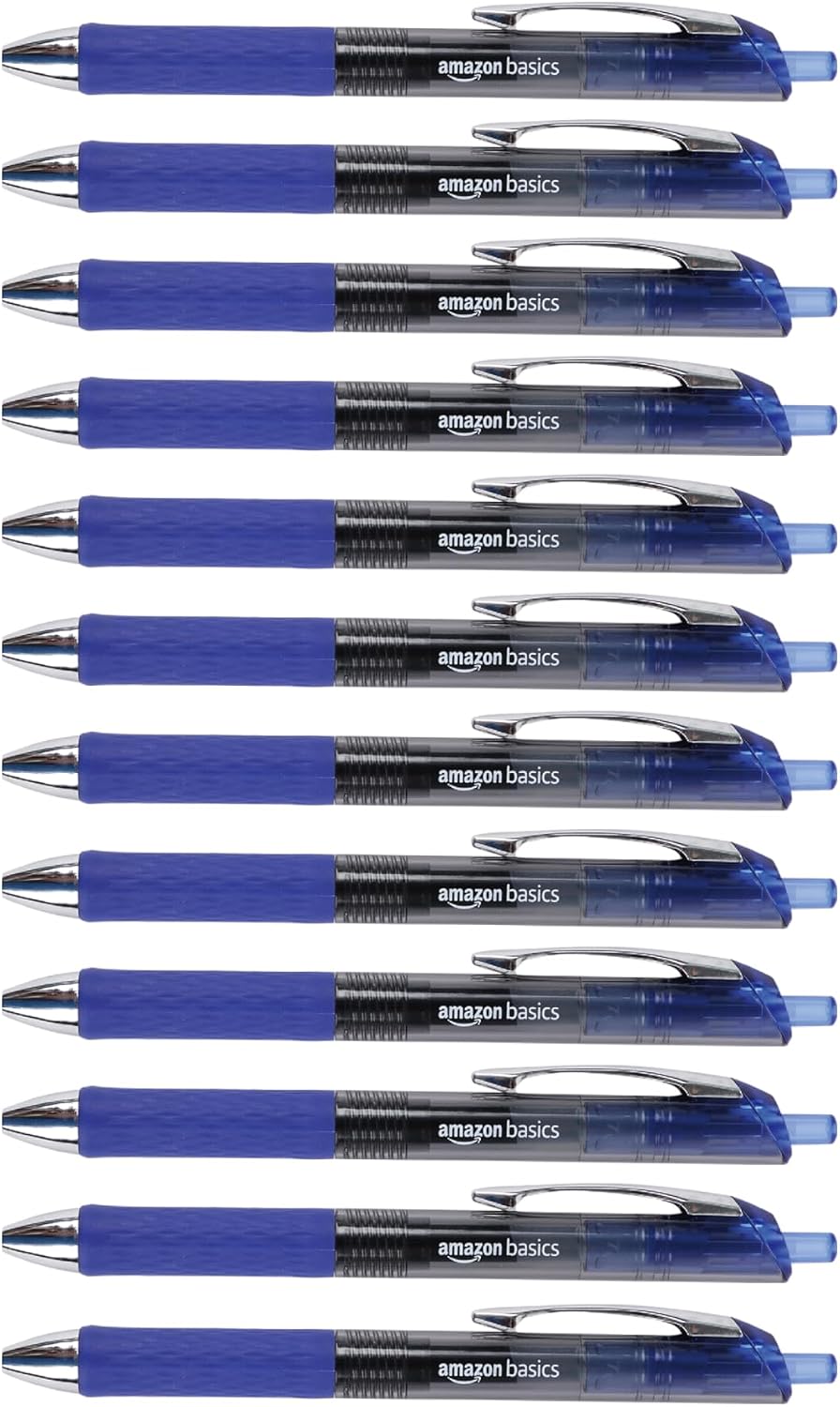 Detalle de Amazon Basics Gel Pens Fine Point 0,7 mm – Retractable, Schwarz, 12er Pack
