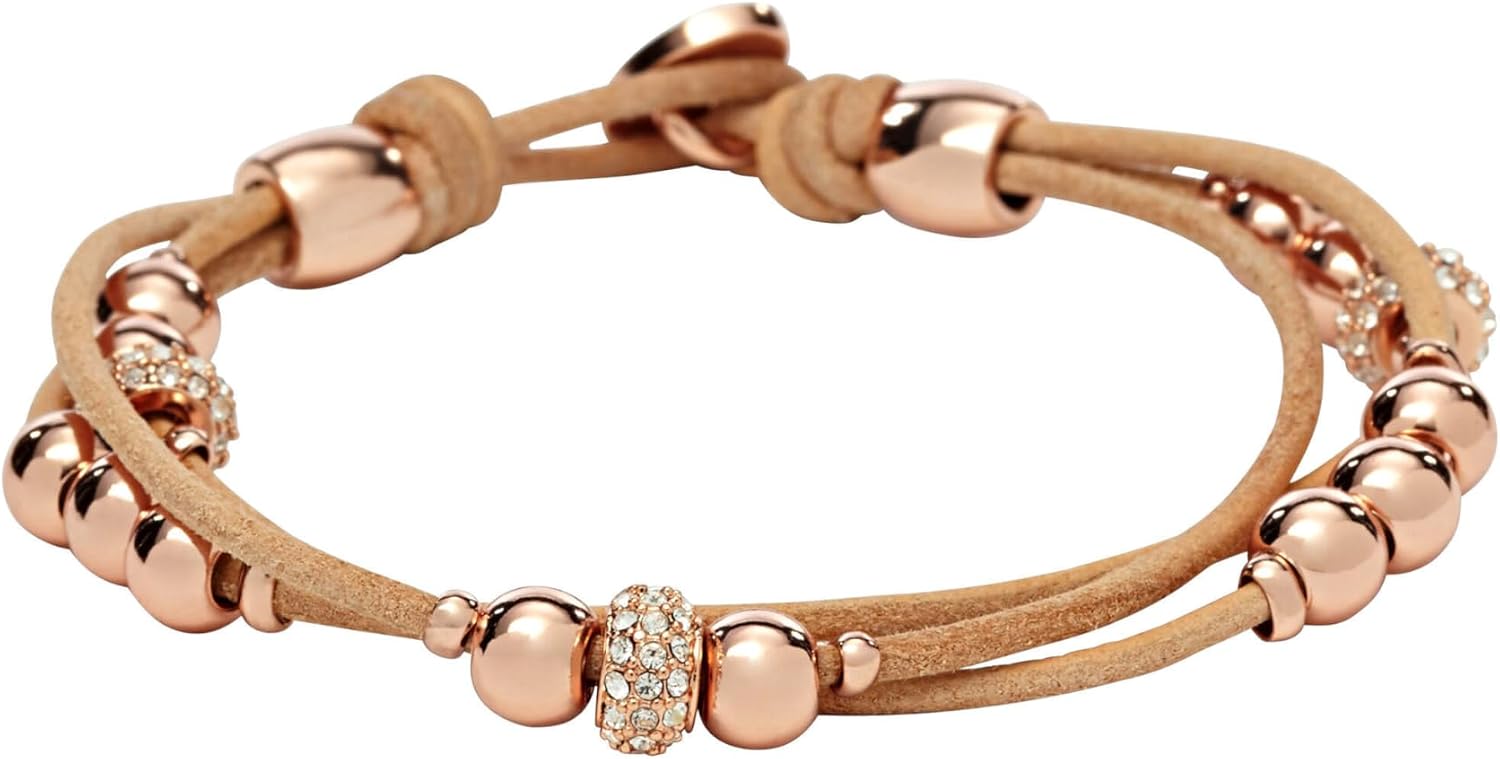 Detalle 1 de Fossil bracciale da donna in vera pelle con chiusura a bottone