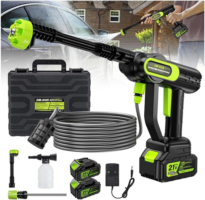 Detalle de Cordless Pressure Washer 1500W with 6-in-1 Nozzle and Foam Tank — 100 Bar, 40 Min Battery Life