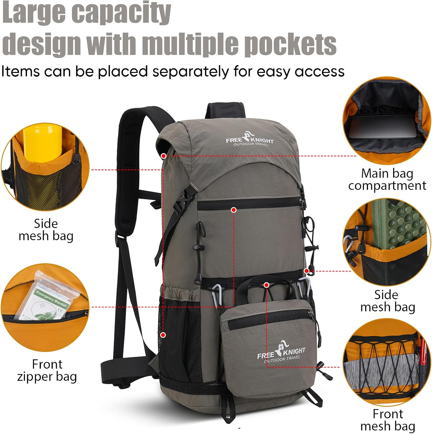 Detalle de Bseash 30L Lightweight Hiking Backpack: A practical daypack for outdoor lovers