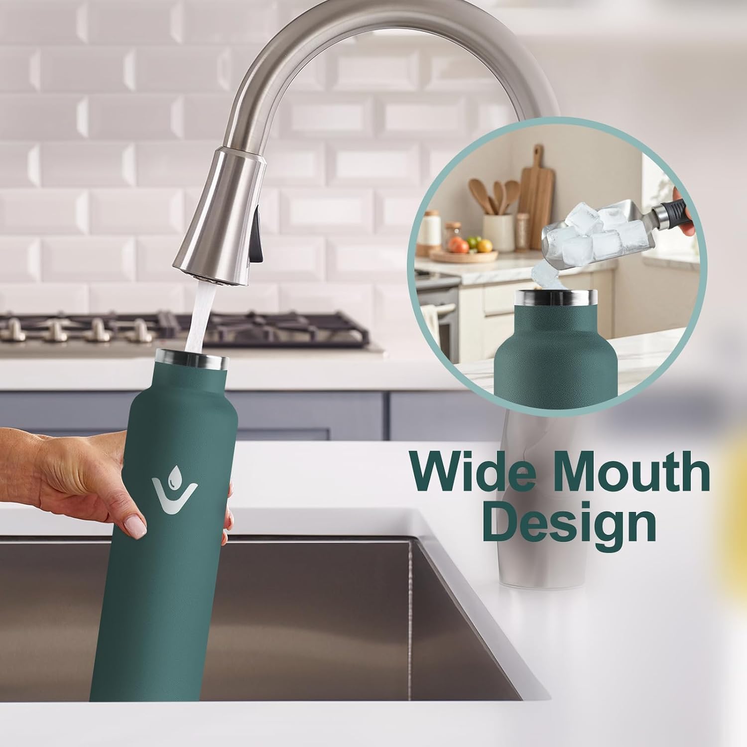 Detalle 2 de Motswedi Gourde 1000 ml Isotherme sans BPA Vert armée
