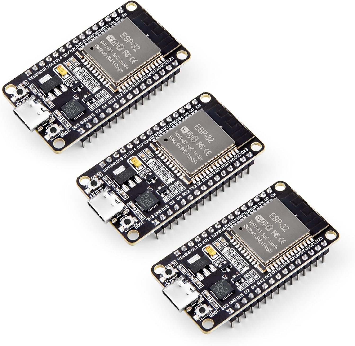 ELEGOO ESP32 Entwicklungsboard (USB-C) – Dual-Core Mikrocontroller für Arduino IDE, 2,4 GHz WiFi & Bluetooth, AP/STA-Modi (3 Stück)