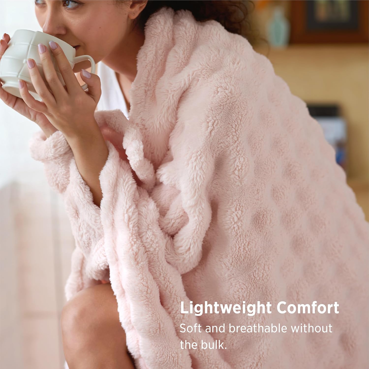 Detalle de Bedsure 3D Bubble Throw Blanket, Crystal Pink, 50" x 60