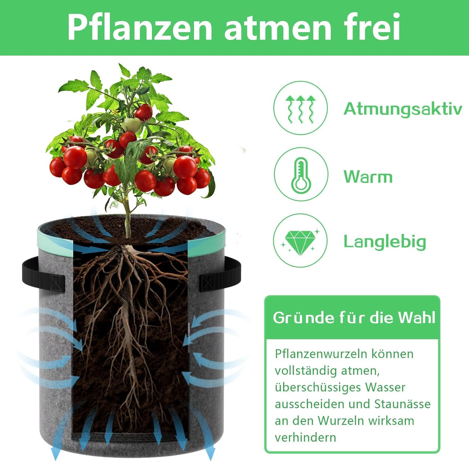 Thumbnail 4 de Kartoffel Pflanzsack 50 Liter 3er Set