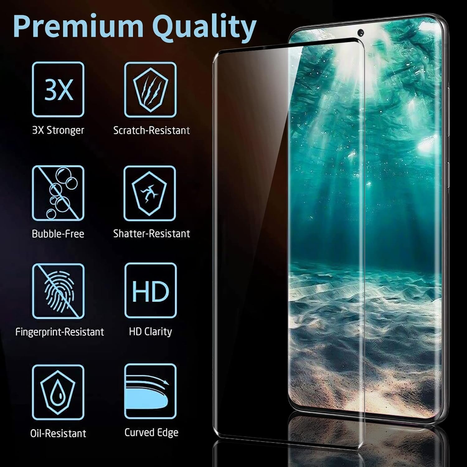 Thumbnail 1 de Samcorn 3-Pack Galaxy S21 Ultra Screen Protector (9H Tempered Glass, Ultrasonic Fingerprint Support, 3D Curved)