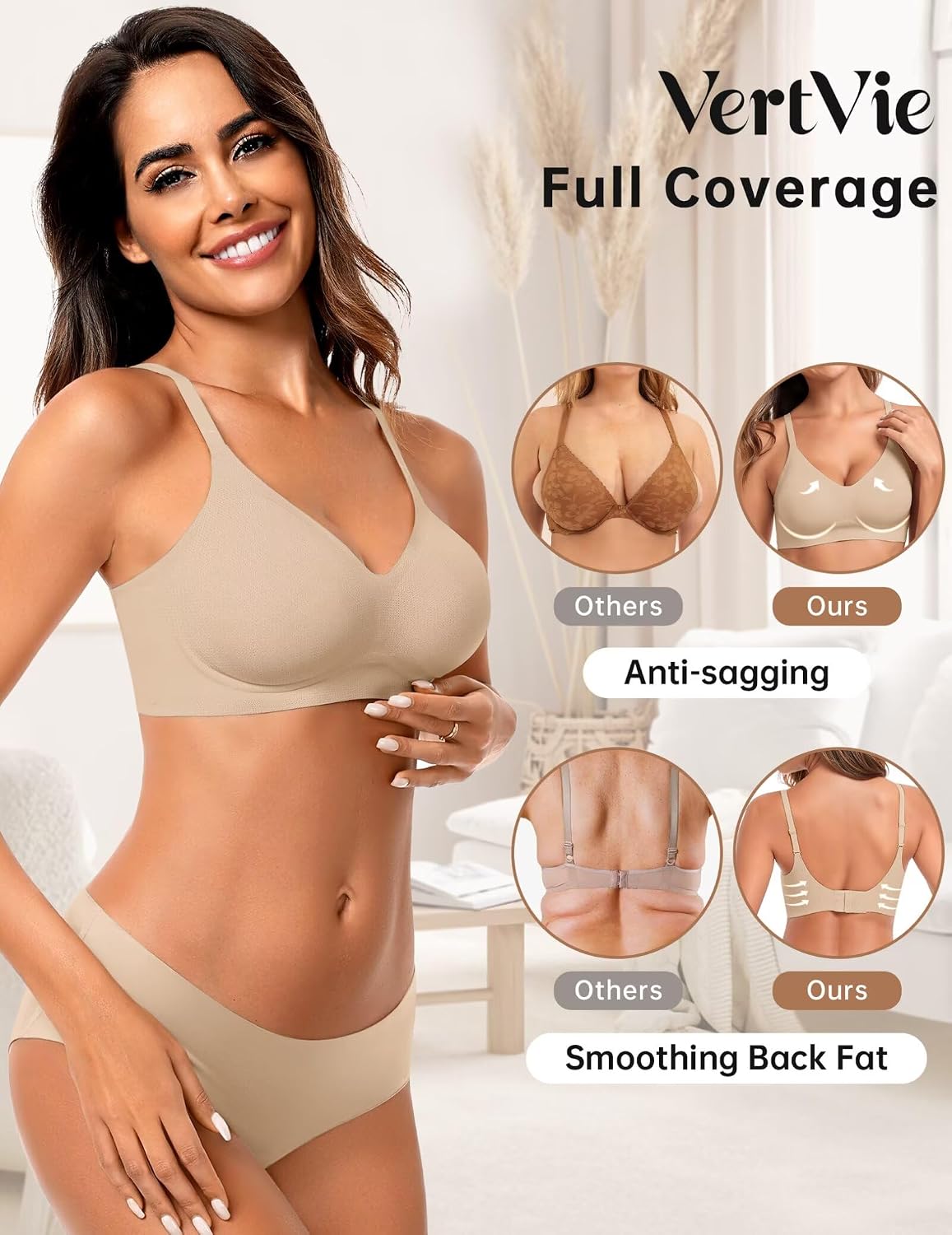 Detalle de Vertvie Seamless Jelly Wireless Bralette: Full Coverage, No Underwire Comfort