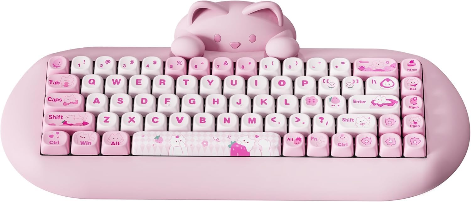 Detalle de YUNZII C68 Wireless Mechanical Keyboard: 65% Cat-Inspired, Hot-Swap, Tri-Mode Connectivity