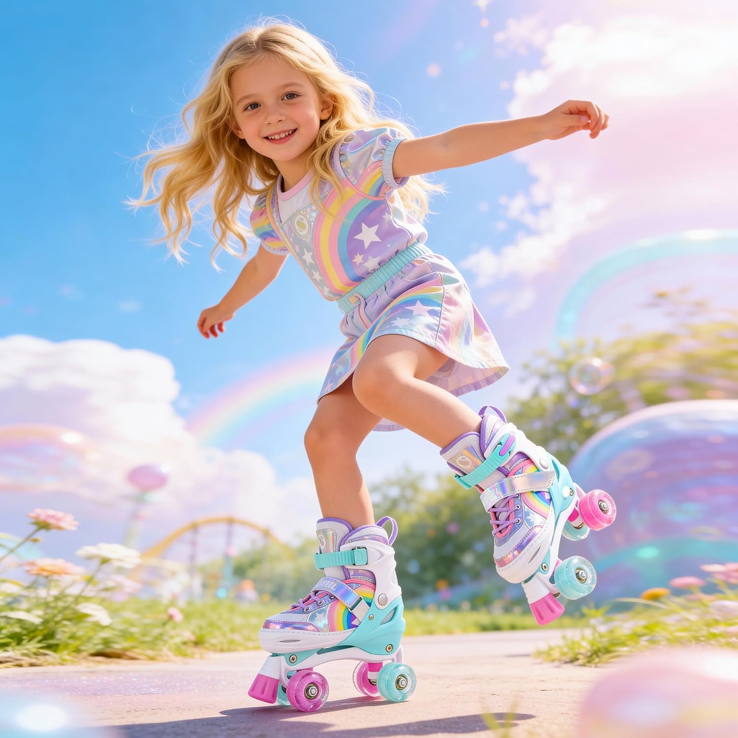 Thumbnail 3 de SULIFEEL Rainbow Unicorn Adjustable Roller Skates (4 Sizes) for Kids 3–12