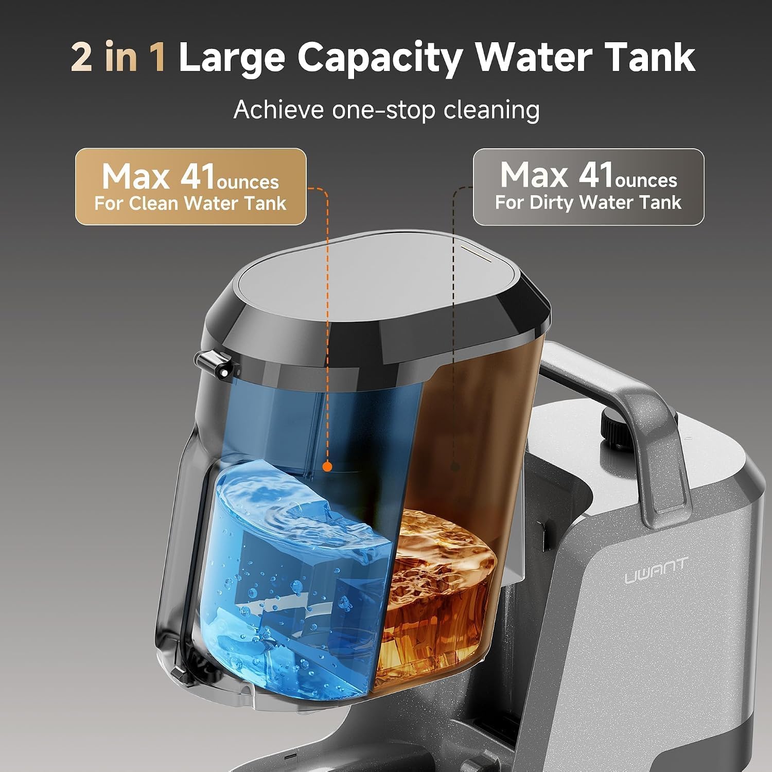 Detalle de uwant Y100STEAM Portable Carpet Cleaner with Steam, Hot Water and 18KPa Suction