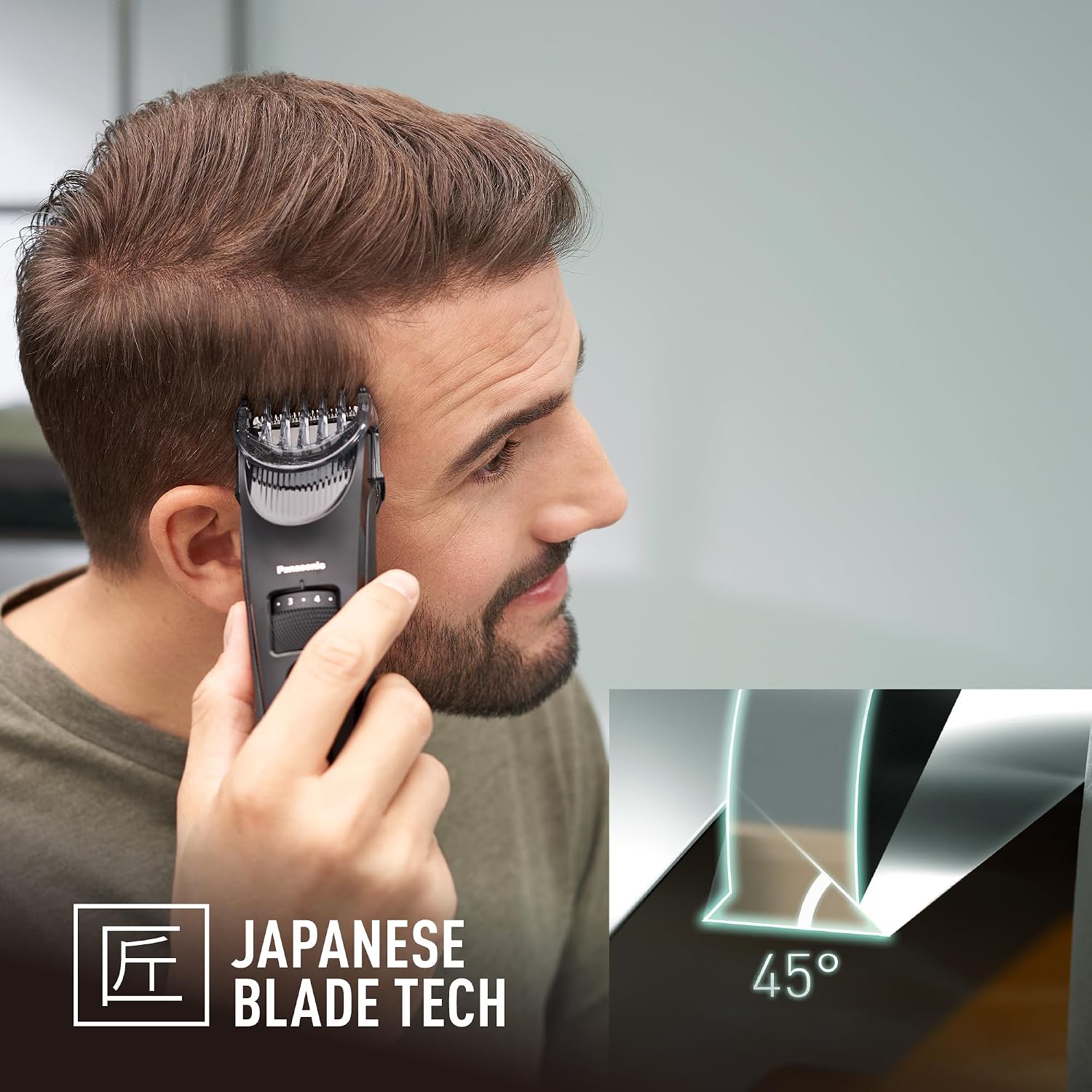 Detalle de Panasonic ER-SC40-K803 Tagliacapelli uomo cordless e con filo impermeabile IPX7, 20 lunghezze 0,5–10 mm