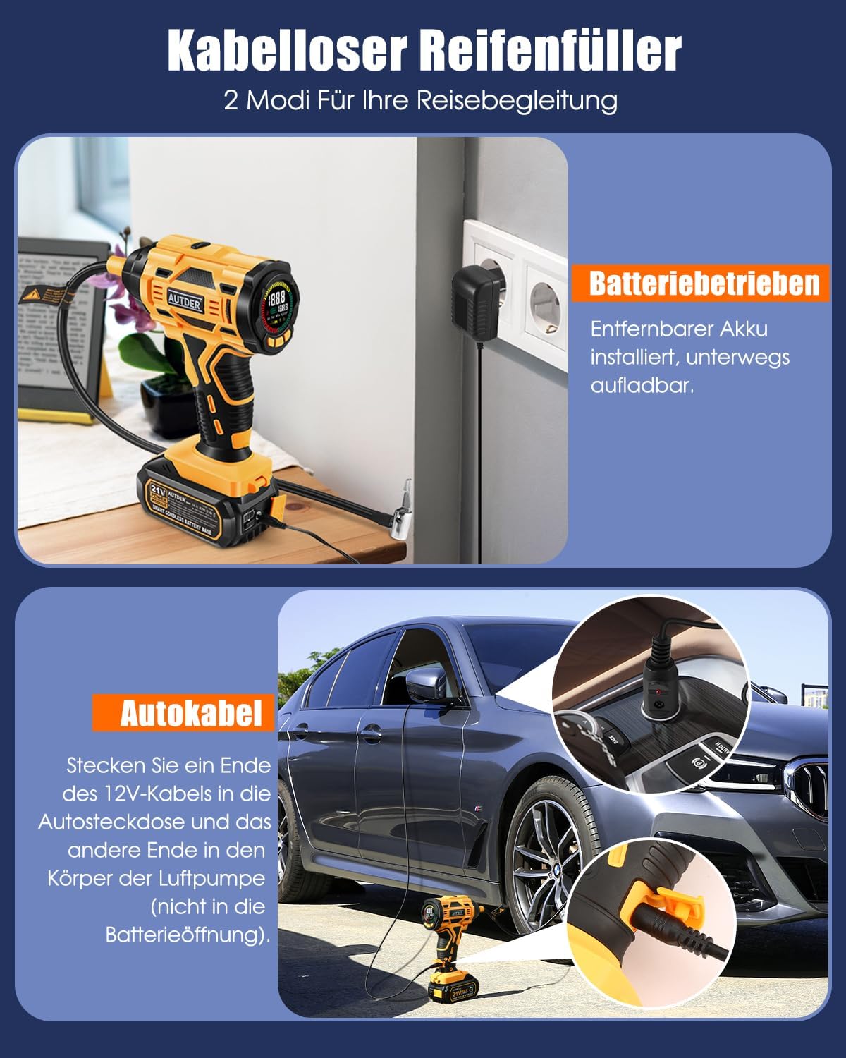 Thumbnail 4 de AUTDER AD380 Akku Luftkompressor 180 PSI