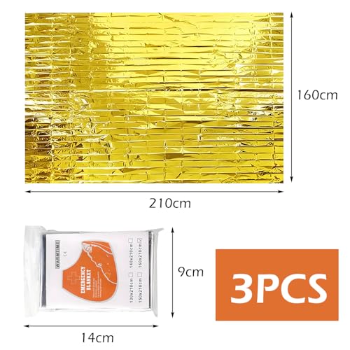 Detalle de NXPUXP Lot de 3 Couvertures de Survie – Isolation PET, imperméables et ultralégères (210x160 cm)