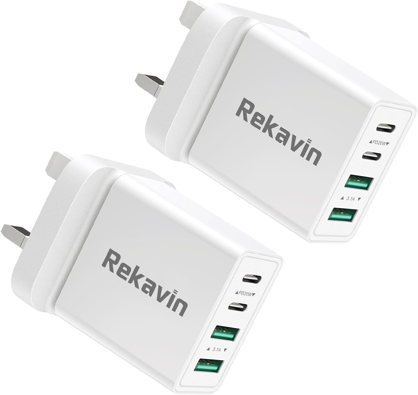 Detalle de USB C Plug Fast Charge 40W 4-Port Wall Charger (2 Pack)