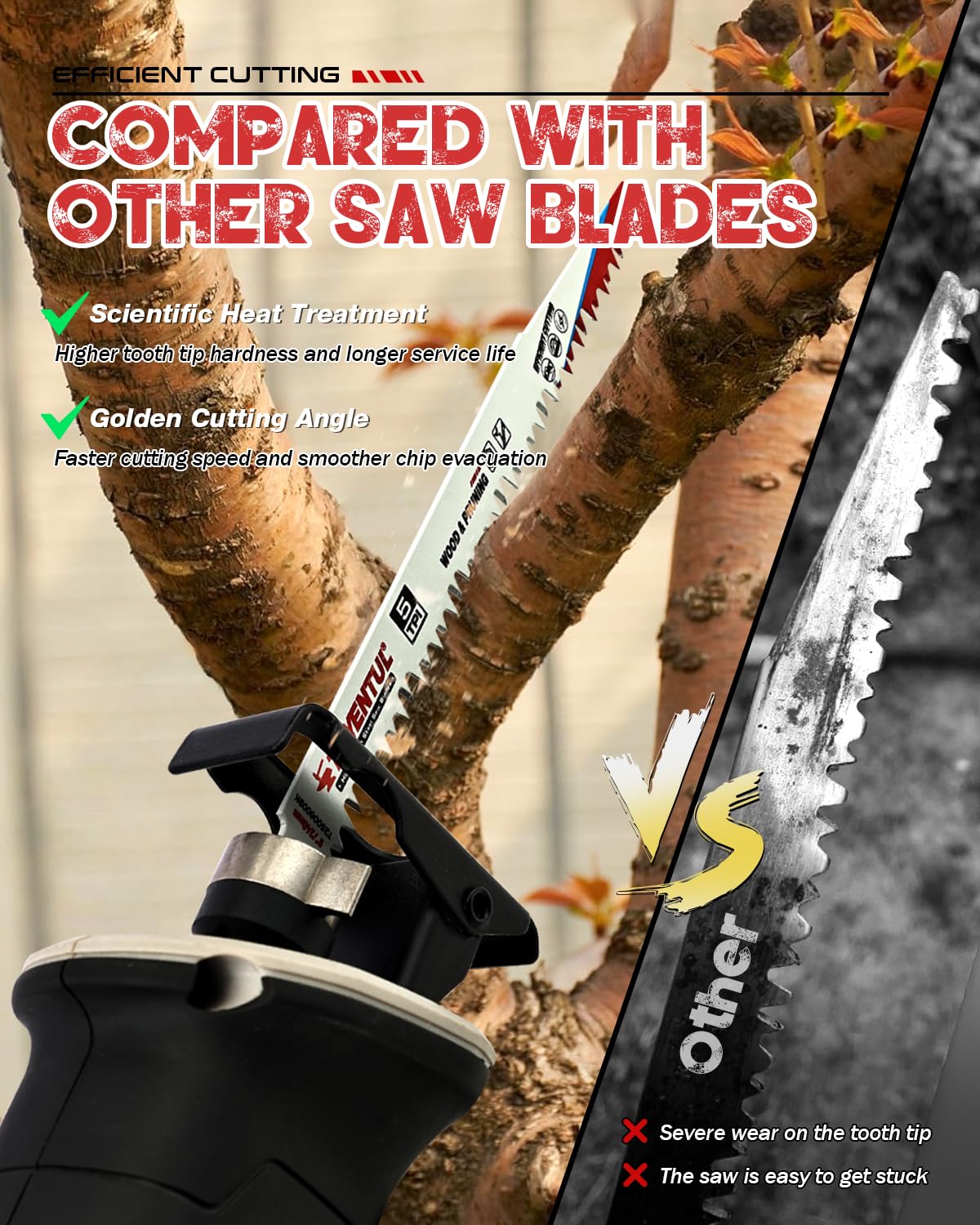 Detalle 2 de THYENTUL R1 9-Inch Pruning Reciprocating Saw Blades, 5 TPI, High-Carbon Steel